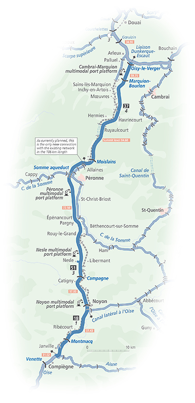 Route of the Seine-Nord Europe Canal (from Inland Waterways of France)